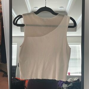 Cream- Buff Color Sleeveless Crop Top